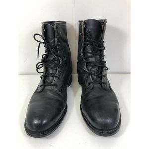 Addison Shoe Company Vintage Lace-Up Combat Boots Leather Black Men's US 8.5
